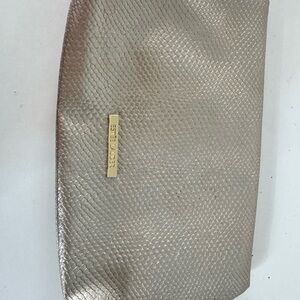 Estee Lauder Metallic Beige Textured Cosmetic Pouch